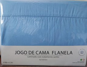 CAMA 150/160 cm - Jogo de lençóis 100% flanela azul royal: Azul 1 lençol capa ajustable 150x200+30 cm + 1 lençol superior 240x290 cm + (2) Fronhas 50x70 cm