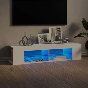 Móvel de TV com luzes LED 135x39x30 cm branco