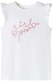 T-shirt para criança manga com folhos cor cru 140