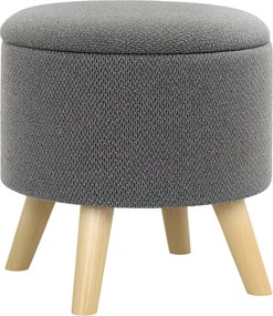 HOMCOM Pufe redondo repousa-pés banco com baú de arrumação pés em madeira design moderno cinzento | Aosom Portugal