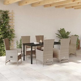 Conjunto de Cadeiras Externas 7 pcs Bege, Branco Creme