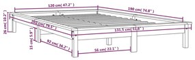 Estrutura cama de casal pequena 120x190 cm pinho maciço branco