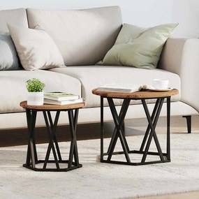 vidaXL Mesa Lateral 2 pcs Madeira recuperada 50 x 50 x 40 cm