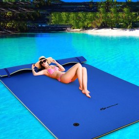 Colchão flutuante piscina, praia de espuma XPE ecológico com cabeça enrolável adequado para 3-5 pessoas 270 x 180 x 3,5 cm Azul