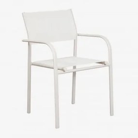 Cadeira De Jardim Empilhável Com Apoios De Braços Em Alumínio Olenia Gardénia Branco - Sklum