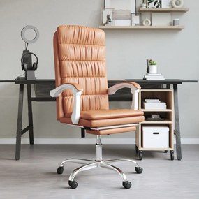 349654 vidaXL Cadeira de escritório reclinável couro artificial castanho