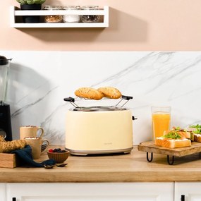Torradeira vertical Toast&Taste 1000 Retro Double Bege Torradeira de aço com 2 ranhuras largas