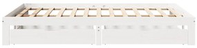 Estrutura de cama com gavetas 140x190 cm pinho maciço branco