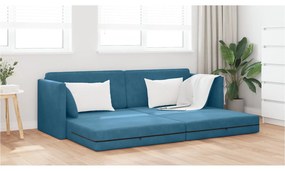 Sofá Cama 2 em 1 Azul 213x144x60 cm Veludo