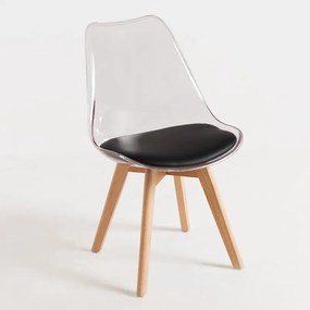 Cadeira Synk Transparente Assento - Preto