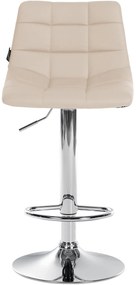 Banco de bar Jerry em couro sintético com estrutura cromada 87-108,5 x 43 x 46,5 cm Creme