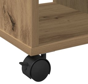 Mesa lateral vidaXL com rodas em Carvalho Artisan 50x30x55 cm de Madei