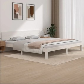 vidaXL Estrutura de cama 200x200 cm pinho maciço branco