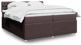 vidaXL Cama com molas/colchão 200x200 cm tecido castanho-escuro