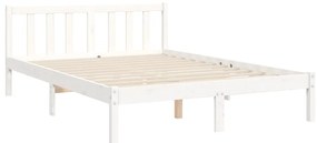 Cama sem colchão 140x200 cm madeira de pinho maciça branco