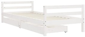 Estrutura cama infantil c/ gavetas 80x200cm pinho maciço branco