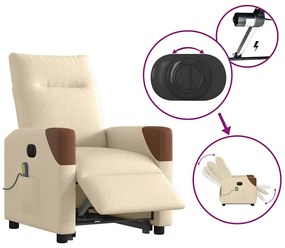 Poltrona elétrica elevatória massagens tecido creme