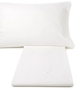 Jogo de lençóis bordados da lixa - 100% algodão percal 200 fios: cama 140/150cm - 1 lençol superior 240 x 290 cm + 1 lençol inferior 240 x 290 cm + 2 fronha almofada 50x70 cm
