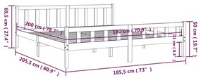 Estrutura de cama super king 180x200 cm madeira maciça branco