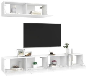 Móveis de TV 3 pcs derivados de madeira branco