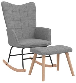 Cadeira de baloiço com um banco tecido cinzento-claro