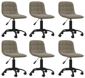 vidaXL Cadeiras de jantar giratórias 6 pcs veludo cinzento-claro