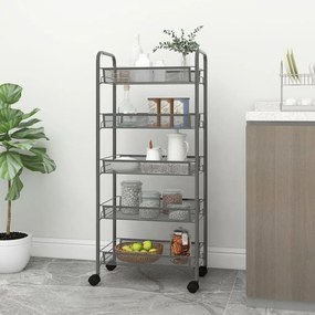 vidaXL Carrinho de cozinha c/ 5 prateleiras ferro 46x26x105cm cinzento