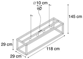 Candeeiro industrial suspenso preto de 4 luzes - Big Cage 2 Industrial