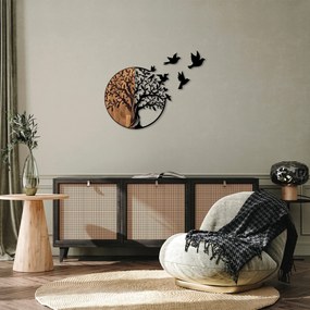 Acessório Decorativo de Parede Tree And Birds – Preto e Nogueira – 92