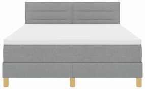 Cama Box Spring com Colchão &amp; LED Cinza Claro 160x200 cm Tecido