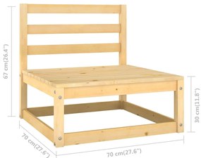 6 pcs conjunto lounge de jardim com almofadões pinho maciço