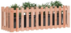 Canteiro elevado c/ design de cerca 150x50x50cm madeira douglas