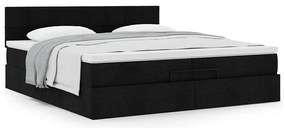Estrutura de cama otomana com colchão 200x200 cm tecido preto