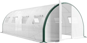 Outsunny Estufa túnel de jardim 18 m², estufa túnel de jardim com portas e 8 janelas, lona PE 140g/m² 600 x 300 x 200 cm branca | Aosom Portugal