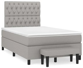 Cama boxspring com colchão 120x190 cm tecido cinzento-claro