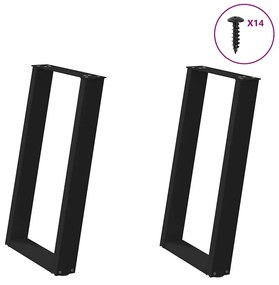 Pernas p/ mesa de jantar 2 pcs forma U 50x(72-73) cm aço preto