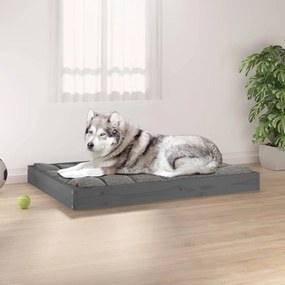 vidaXL Cama para cães 101,5x74x9 cm madeira de pinho maciça cinza