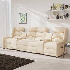 vidaXL Poltrona massagem 4 lug. reclinável c/ suportes copo creme