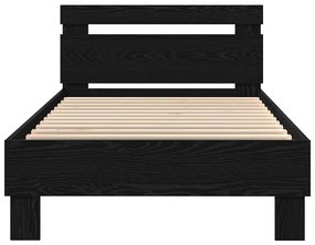 Estrutura de Cama com Luzes LED Carvalho Preto 90x190 cm Madeira Engen