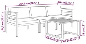 4 pcs conjunto lounge jardim com almofadões alumínio antracite