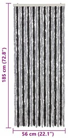 Cortina anti-insetos 56x185 cm chenille cinzento e preto
