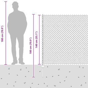 Cerca de Chain Link com 20 U Posts Prateado 1.4x10 m Aço