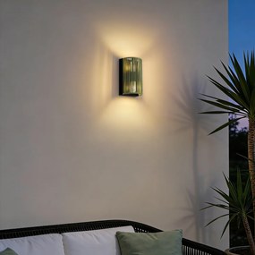 Candeeiro de parede Japandi verde com preto IP44 - Jayla