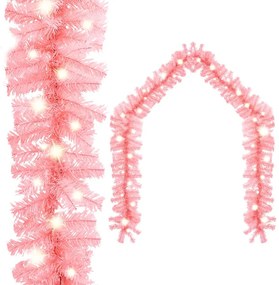 Grinalda de Natal com luzes LED 5 m cor-de-rosa