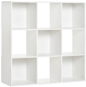 HOMCOM Estante para Livros de 3 Níveis Estante de Madeira com 9 Compartimentos Estante Modular 91,5x29,5x91,5 cm Branco | Aosom Portugal