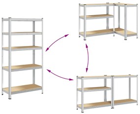 Prateleiras de armazenamento de 5 camadas 2 pcs aço prateado