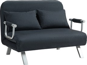 HOMCOM Sofá-cama, reclinável em 5 posições, imitação de camurça, estrutura em aço, com almofadas, preto | Aosom Portugal