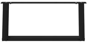 Pés para mesa de centro em formato de U, 2 peças, preto, 60x(30-31) cm
