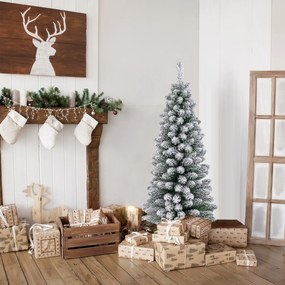 Árvore de Natal artificial com neve de 120 cm com 240 pontas de ramos Base metálica Árvore decorativa sazonal dobrável com forma fina Verde