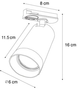 Foco moderno com anel fumê para sistema de calhas de iluminação monofásico GU10 50mm - Iconic Jeana Moderno